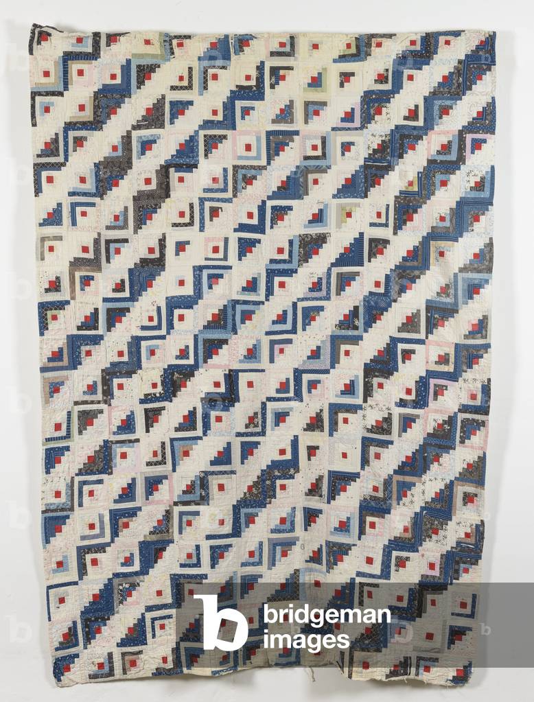 Straight Furrow Log Cabin Coverlet, 1875-1900 (textile)