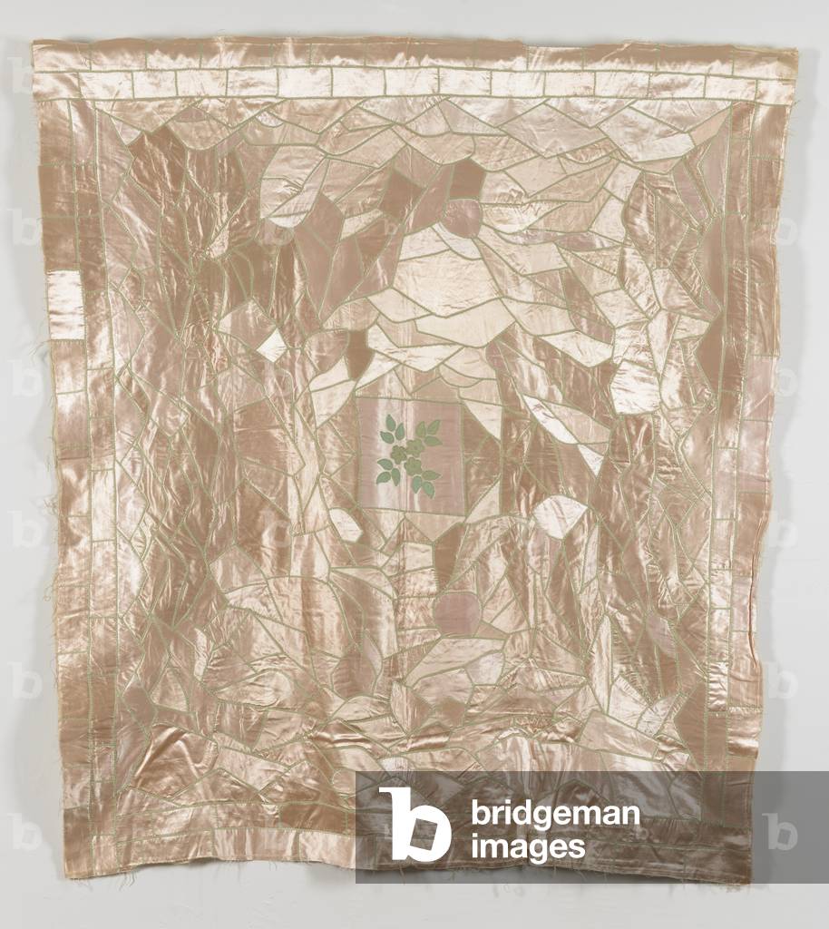 Pink Satin Crazy Coverlet, 1930-40 (satin)