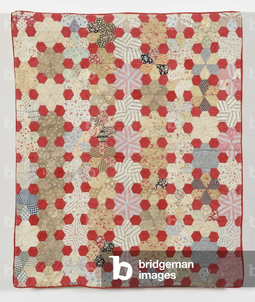 Red Hexagons Pram Quilt, 1875-99 (textile)