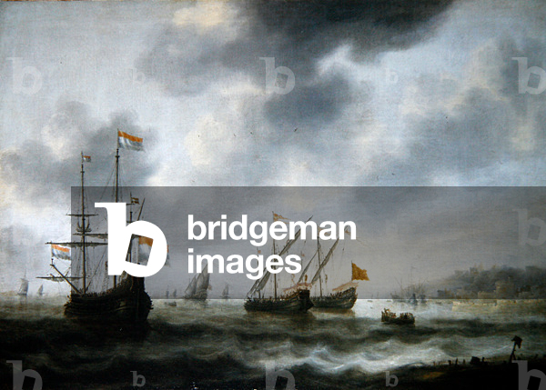 The Dutch Flagship De Roode Leeuw and Two English Vessels (oil on canvas)