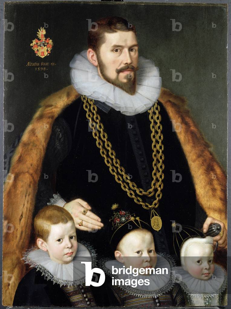 A Pair of Family Portraits, 1598 (oil on panel) (for pair see 228145)