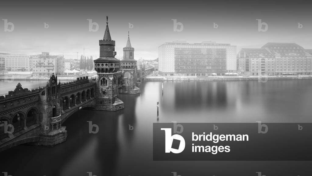 Oberbaumbrücke, Berlin, Germany, 2017 (b/w photo)