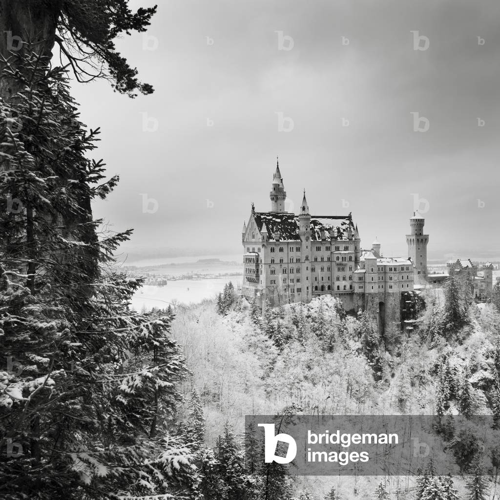 Schloss Neuschwanstein, Füssen, Germany, 2013 (b/w photo)