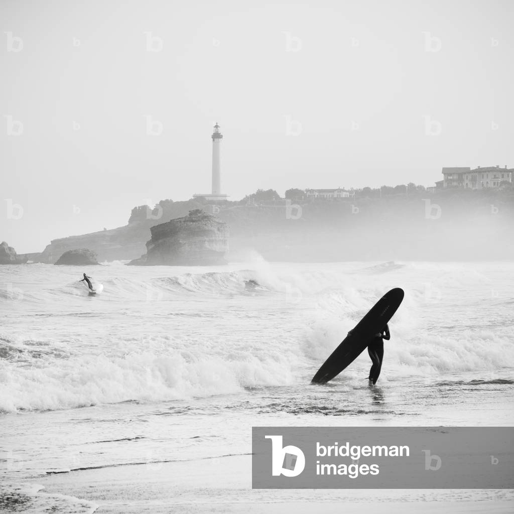 Surf au Grand Plage, France, 2012 (b/w photo)