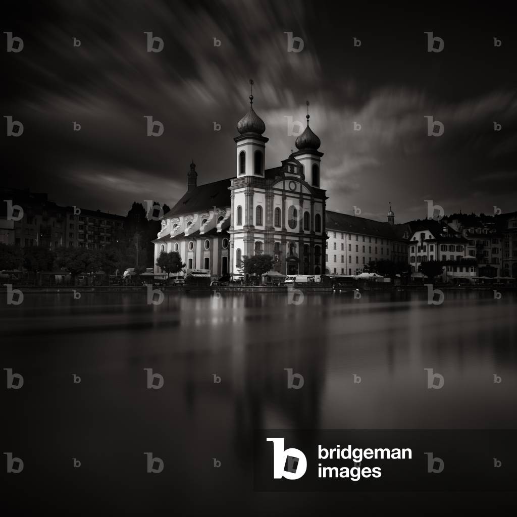 Jesuitenkirche, Lucerne, Switzerland, 2013 (b/w photo)