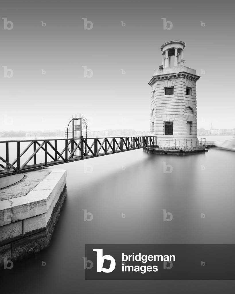 San Giorgio Maggiore Lighthouse, Venice, Italy, 2016 (b/w photo)