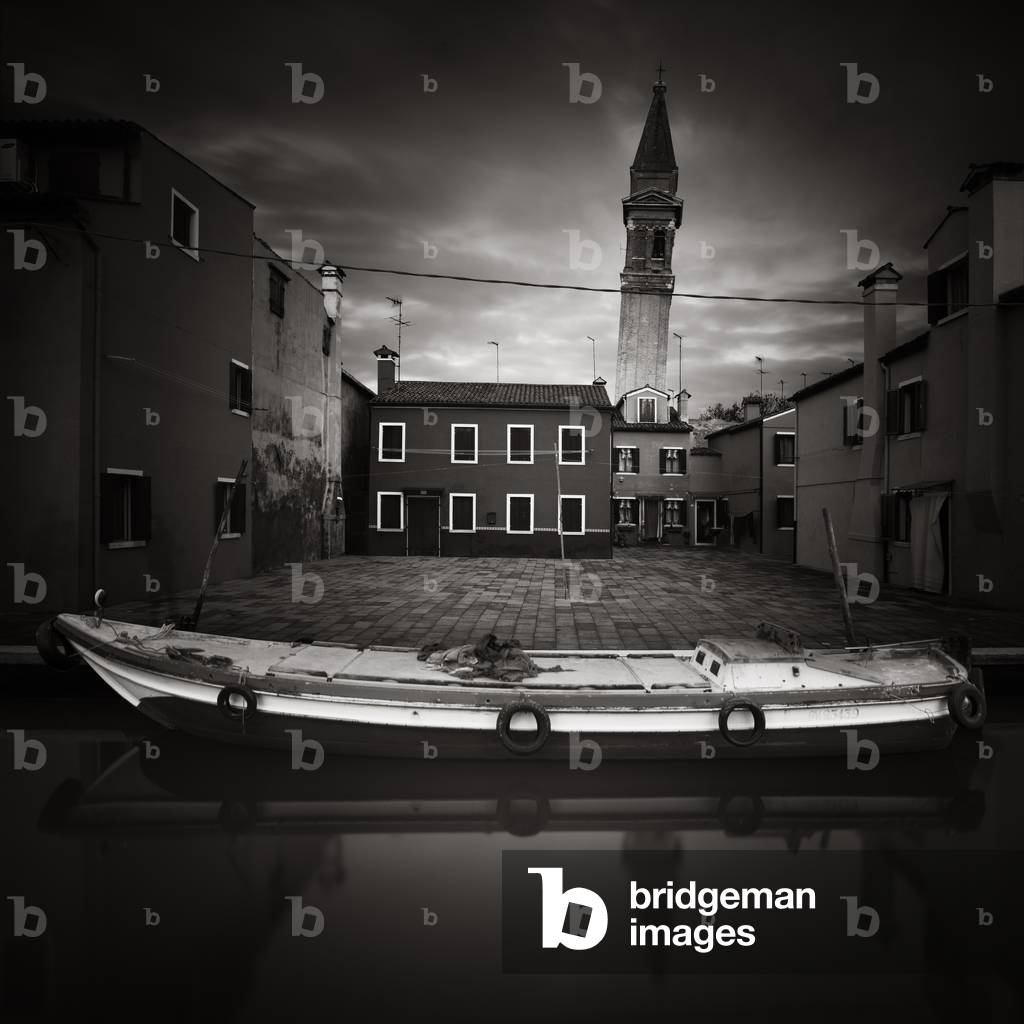 Chiesa di San Martino, Burano, Venice, Italy, 2014 (b/w photo)