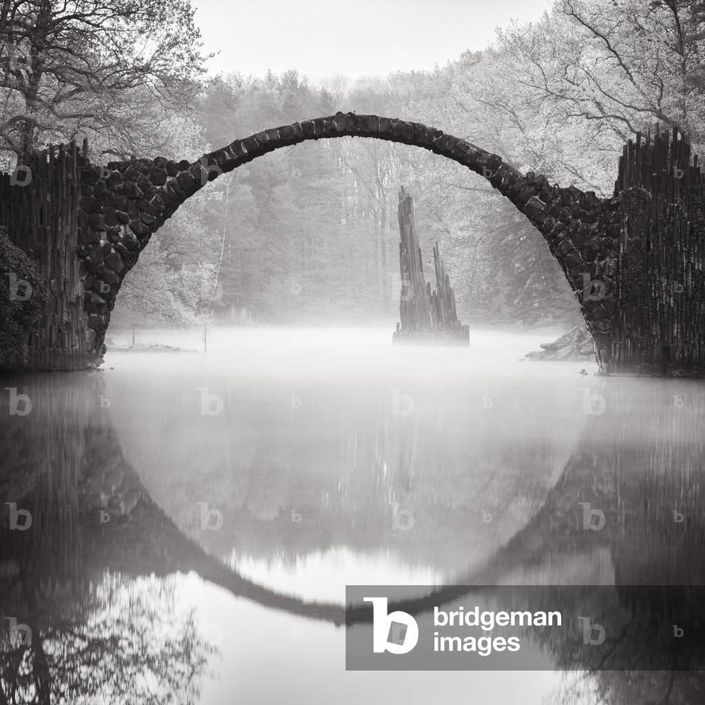 Rakotzbrücke, Saxony, Germany, 2015 (b/w photo)