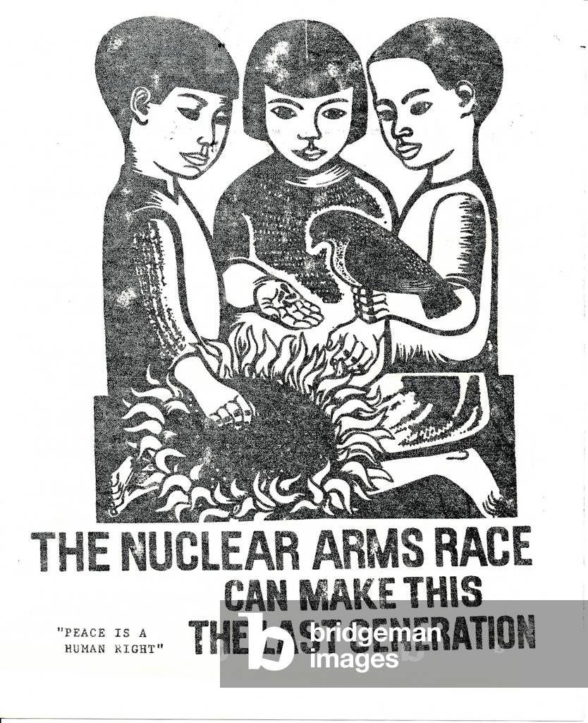 The Nuclear Arms Race Can Make This the Last Generation, leaflet art by Emmy Lou Packard (litho)