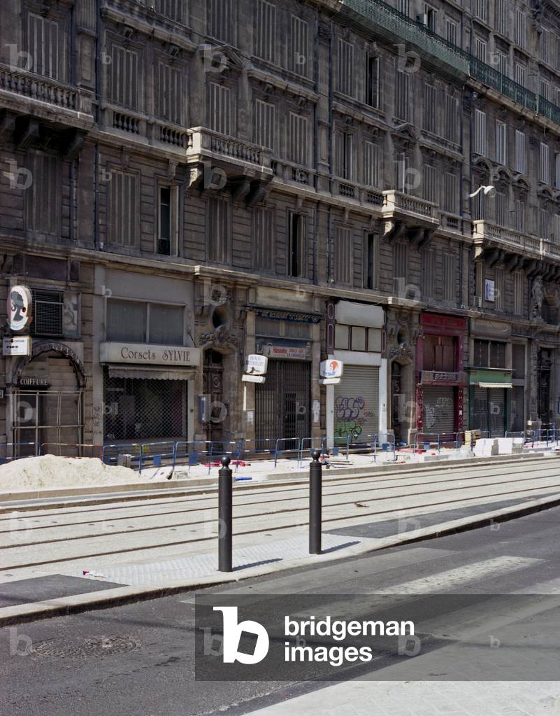 The tram site, Rue de la Republique in Marseille (Bouches du Rhone). Photography 13/05/07.