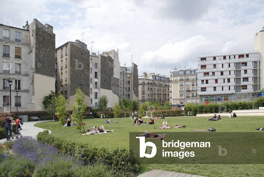 Le jardin de la Folie Titon, Cite Prost in Paris 11th arrondissement.