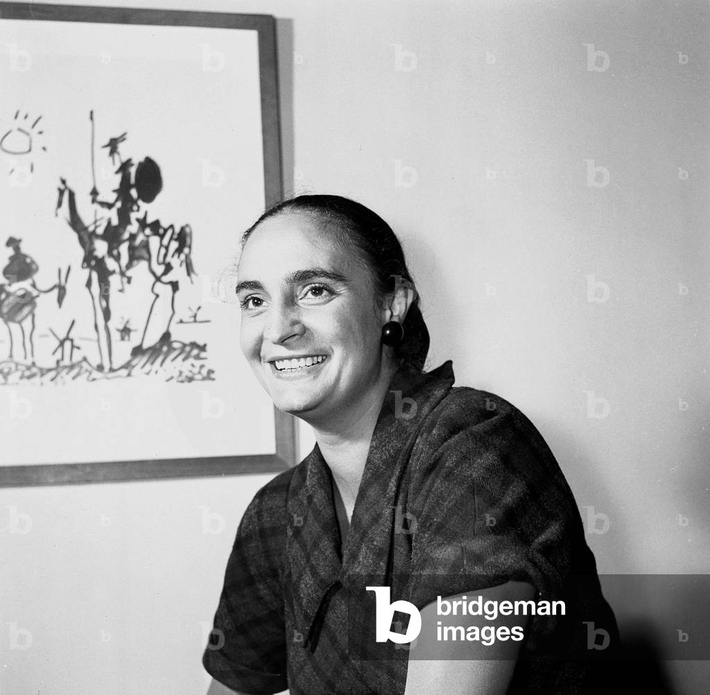 Dominique Aubier, writer and author specialises in language science, recognized for his work on La Kabbale and Don Quixote. She is the author of the famous book The Secret of Pucinella. Here around 1960.