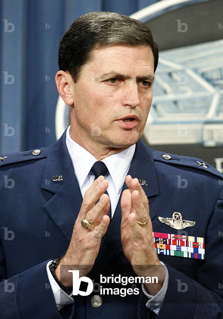 John Rosa Image of U.S. Air Force Brigadier Gen. John Rosa briefs reporters at