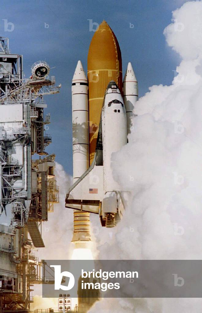 The space shuttle Columbia lifts off from the Kennedy Space Center carrying NASA's oldest active ast.., 1996-1