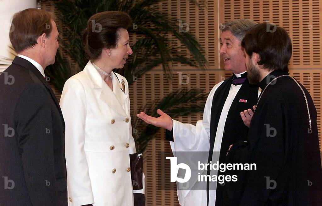 Image of Photography depicting BRITAIN'S PRINCESS ANNE SPEAKS TO BRITISH EMBASSY CHAPLAIN STEPHENS IN MOSCOW 2
