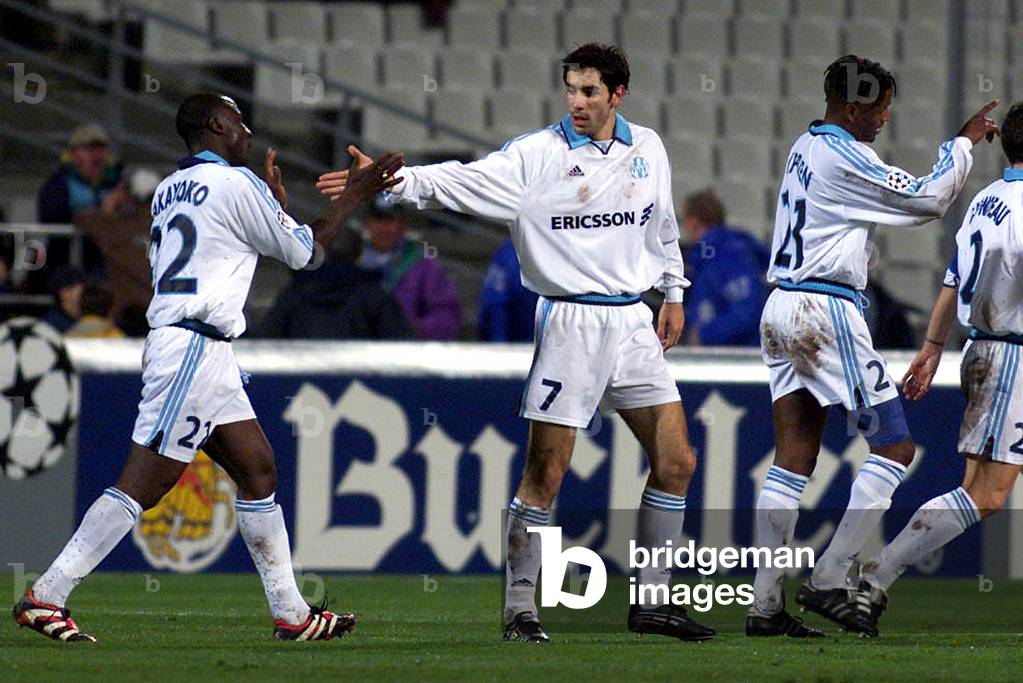 Image of ROBERT PIRES OF MARSEILLE CELEBRATES AFTER HE SCORES GOAL