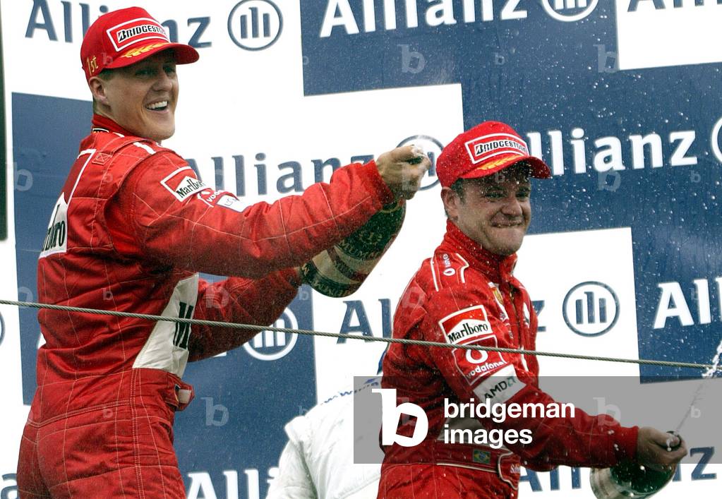 Image of German Ferrari driver and world champion Michael Schumacher (L