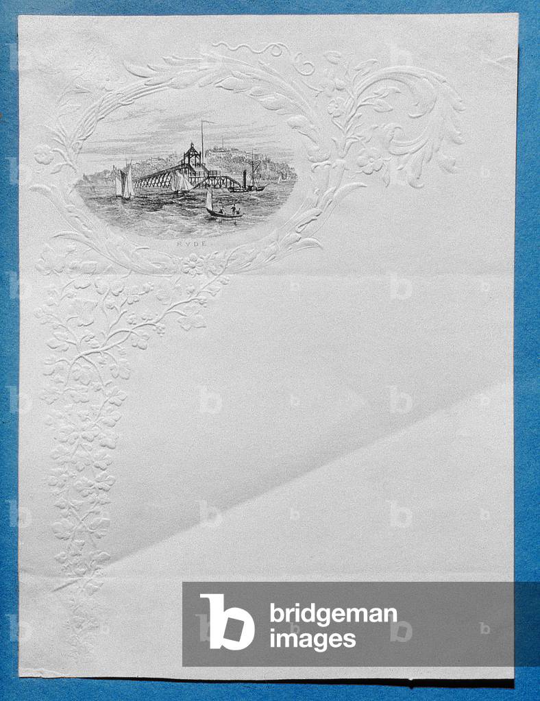 Victorian embossed letter paper with a view of Ryde, Isle of Wight (engraving)