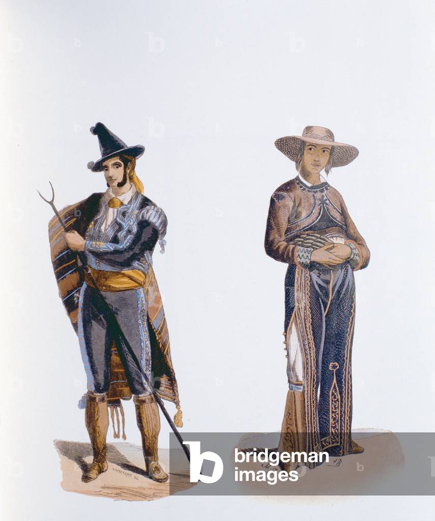 Costumes of the inhabitants of Mexico and Vera Cruz (colour litho)