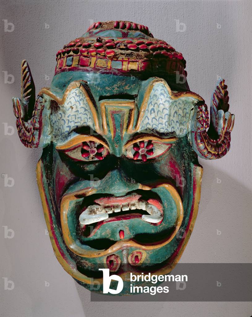 Ritual mask of Santiago used in the Mexican dance of the Moors and the Christians (painted wood)