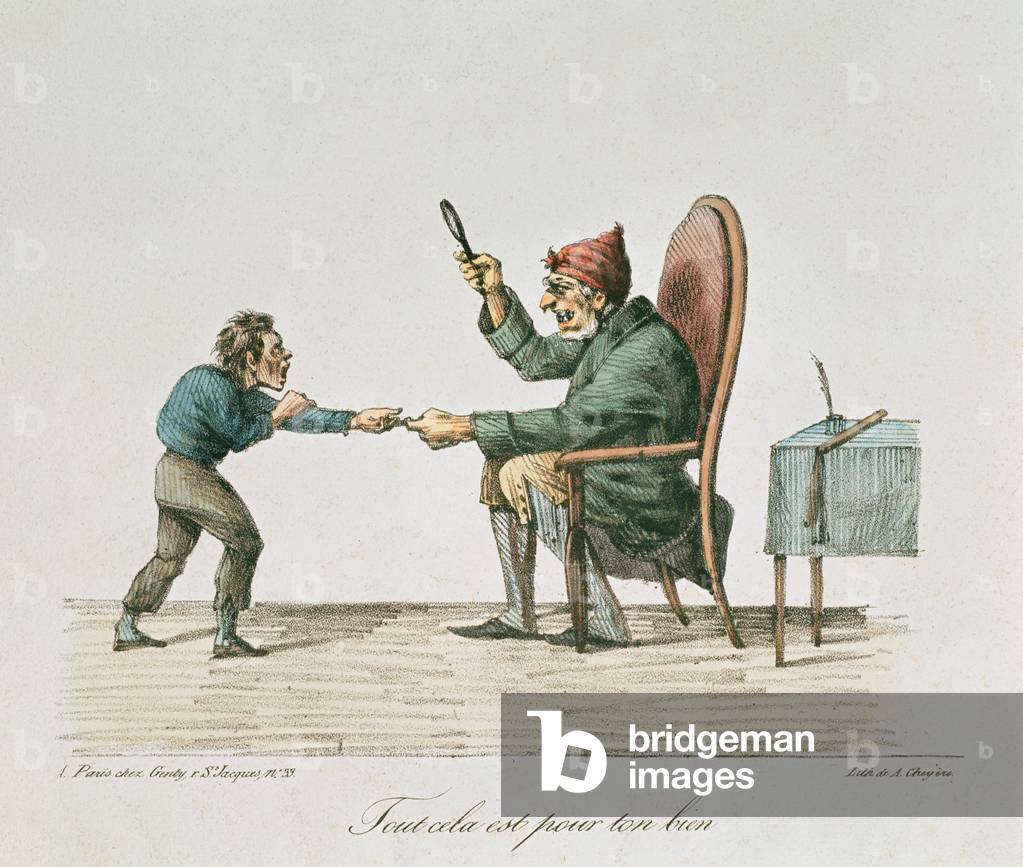 'This is for your own good', illustration for 'L'Enfant' by Jules Vallès (colour litho)