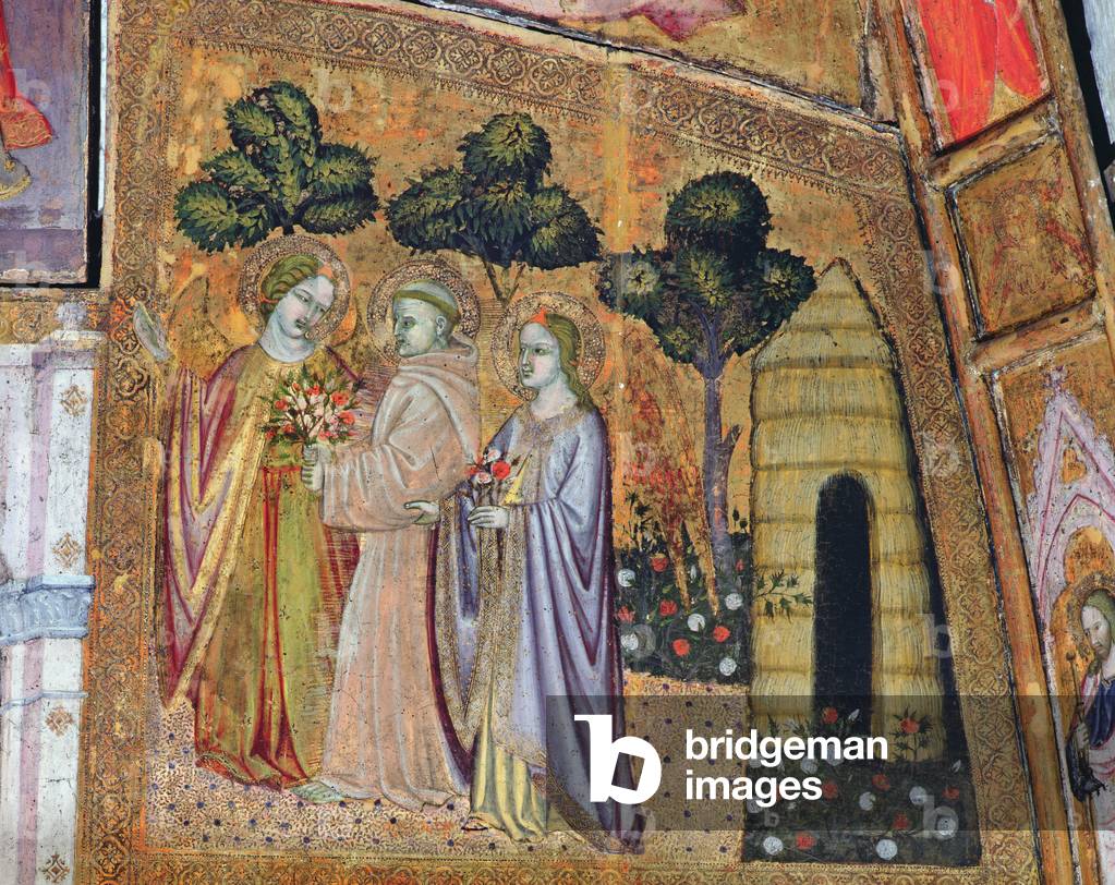 St Francis Accompanied by Two Angels, fresco from the Porziuncola, 1393 (fresco)