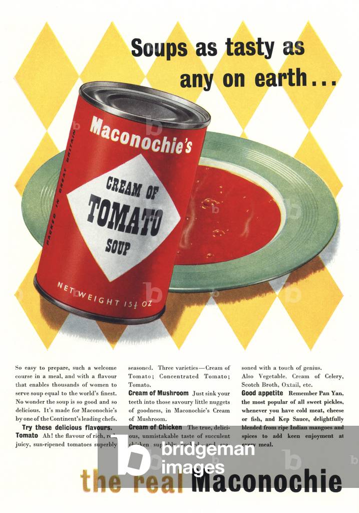 Advert for 'Maconochie' soup, illustration from 'Woman's Journal', October 1953 (colour litho)