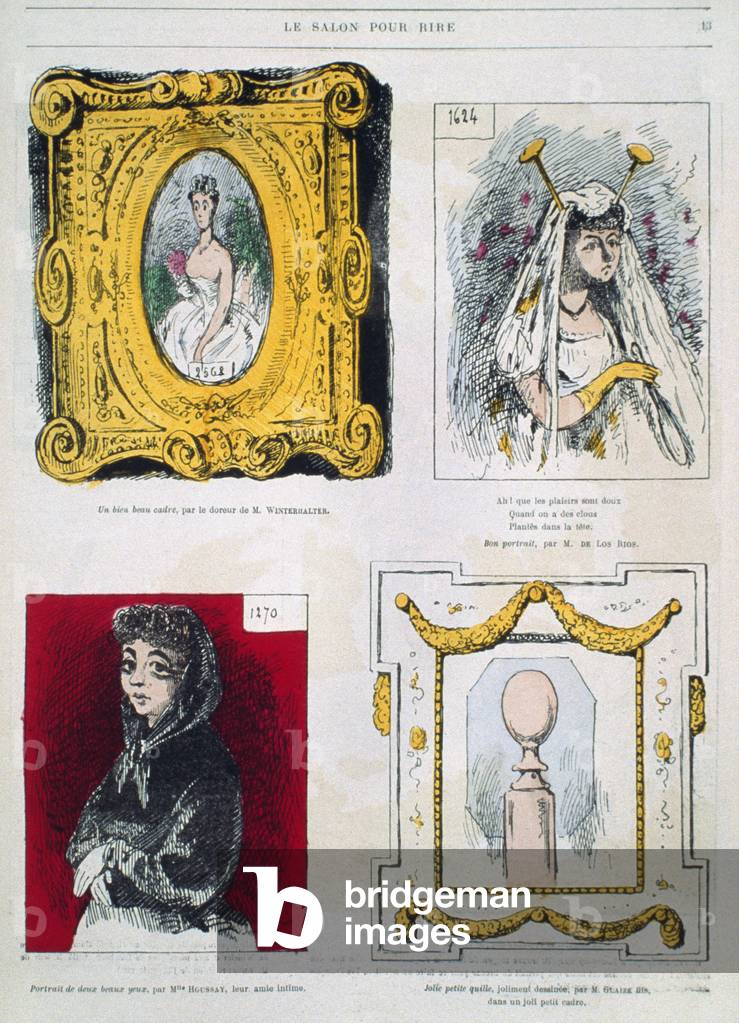 Caricatures of painters, Franz Xavier Winterhalter, Glaize Fils, illustration from 'Le Salon pour Rire' (coloured engraving)