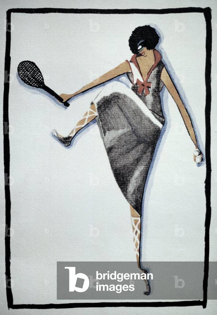 Tennis dress, French fashion plate, c.1911 (w/c on paper)