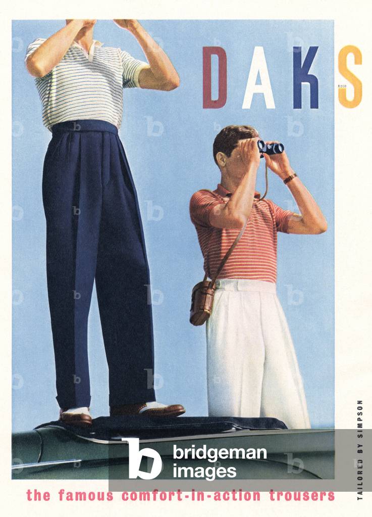 Advert for 'Daks' trousers, illustration from the 'South Bank Exhibition' catalogue, Festival of Britain, London, 1951 (colour litho)