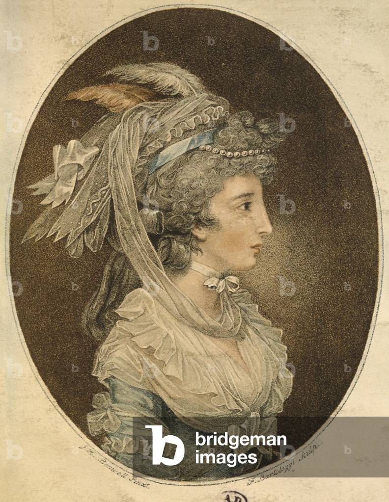 Inglese acconciatura, inciso da Francesco Bartolozzi (1727-1815) (color incisione)