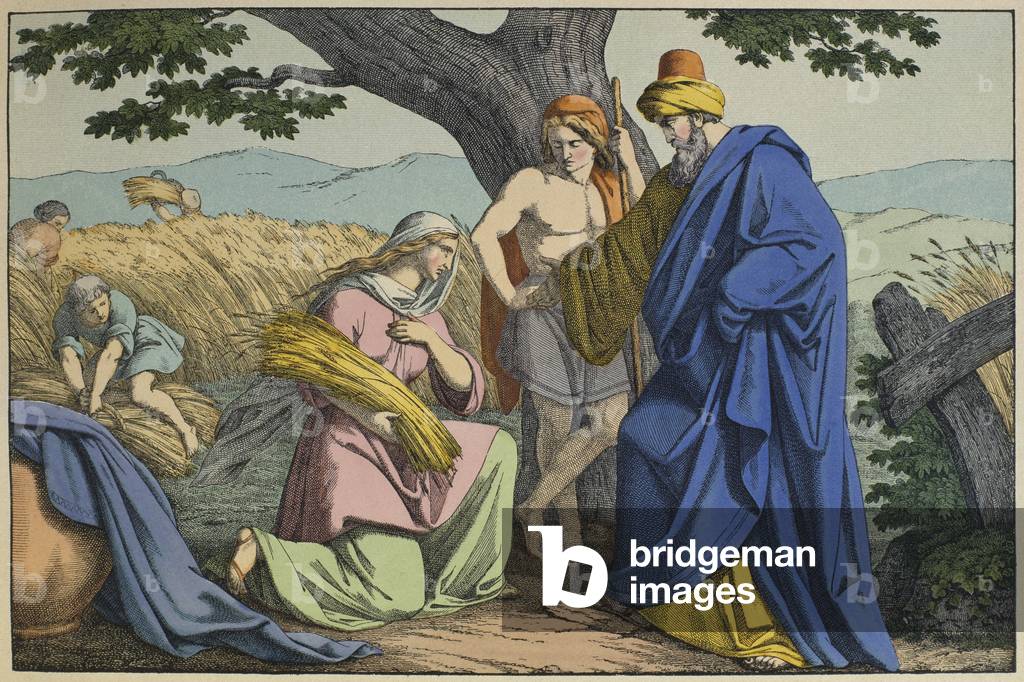 Immagine di Incisione "Ruth e Boaz", 19th Secolo di German School