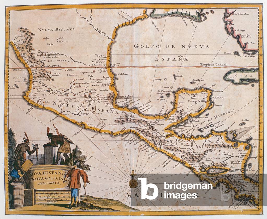 Bild von Gravur "Karte von Neuspanien", 1625 von Spanish School