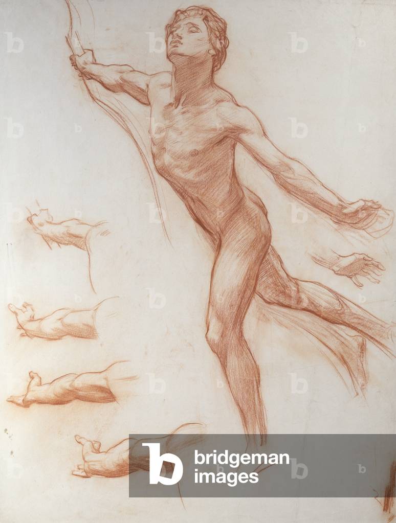 Study of Cupid, c.1910 (red chalk)