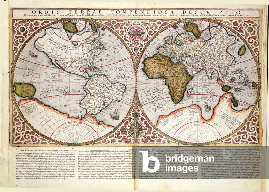 Mappa del mondo: da «Atlas...» di Mercator, 1595