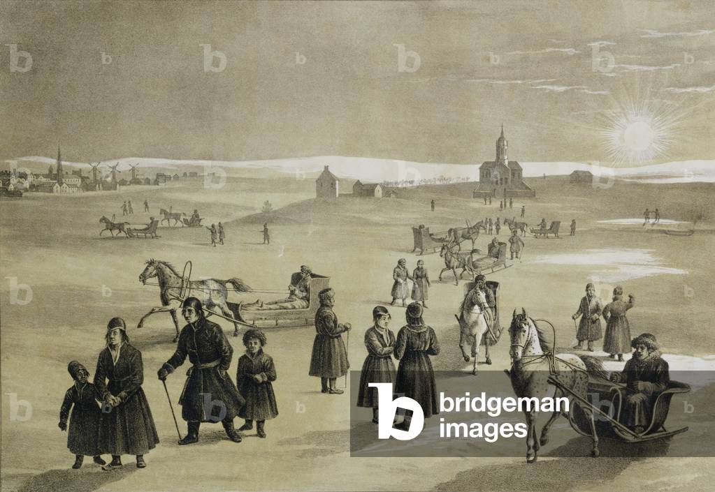 Veduta della città di Tornea e del fiume, 1825 circa (litografia)