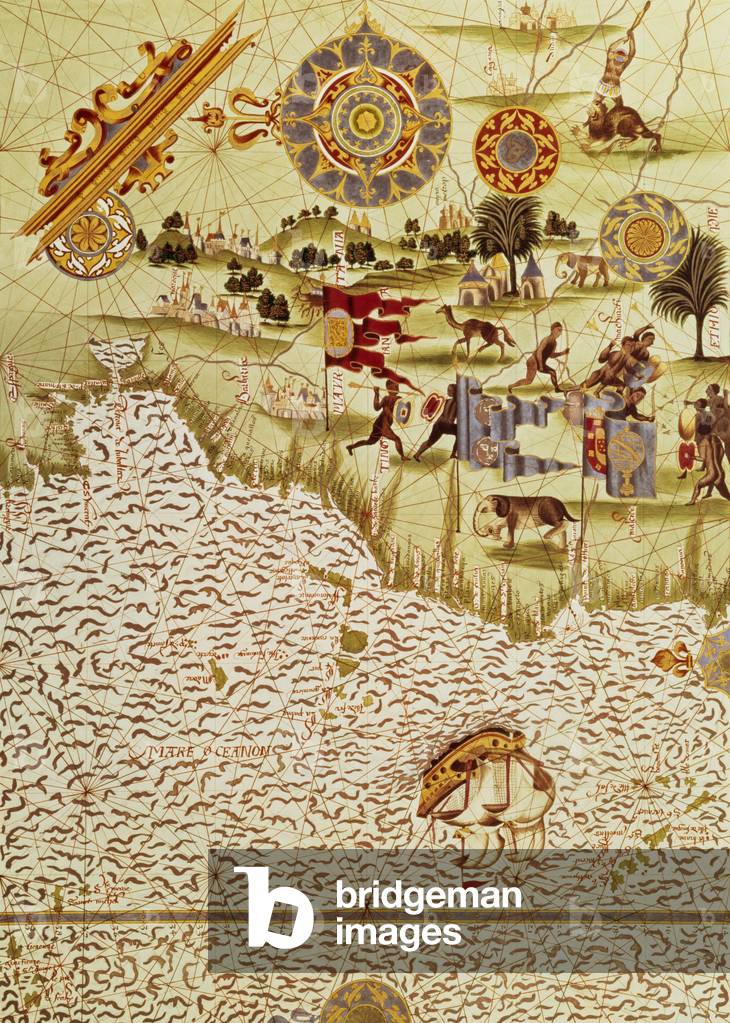 Reproduction of West Africa and the Canary Islands by Guillaume le Testu, 1556, from 'Atlas of Mappaemundi and