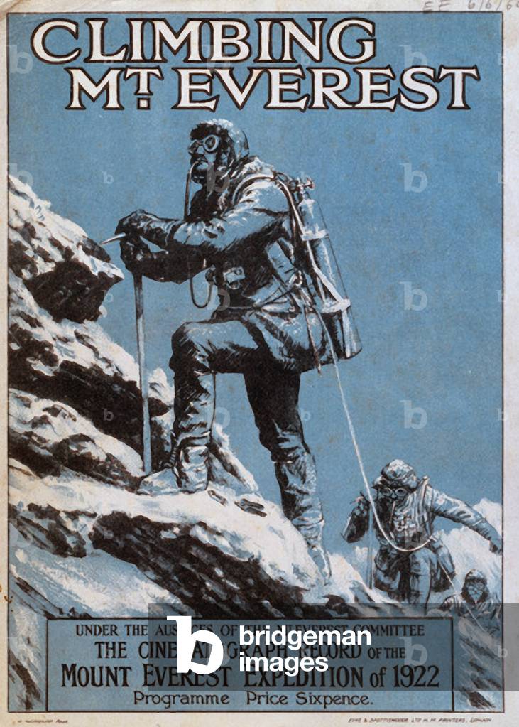 Cover of the programme to the 1922 Everest Expedition Film, 1922 (colour litho)