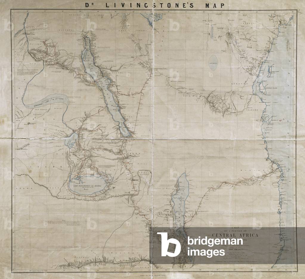 Immagine di Incisione "Mappa di una porzione di Africa Centrale di Livingstone", 19th Secolo di David Livingst