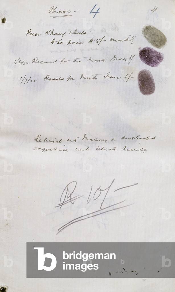 Sherpa thumbprints to prove payment for work on the 1922 Mount Everest Expedition, 1922 (pencil on paper)