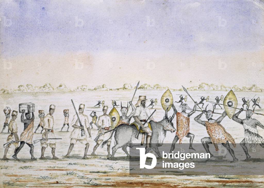 The Start from M'rool for the Lake, February 1864 (w/c on paper)
