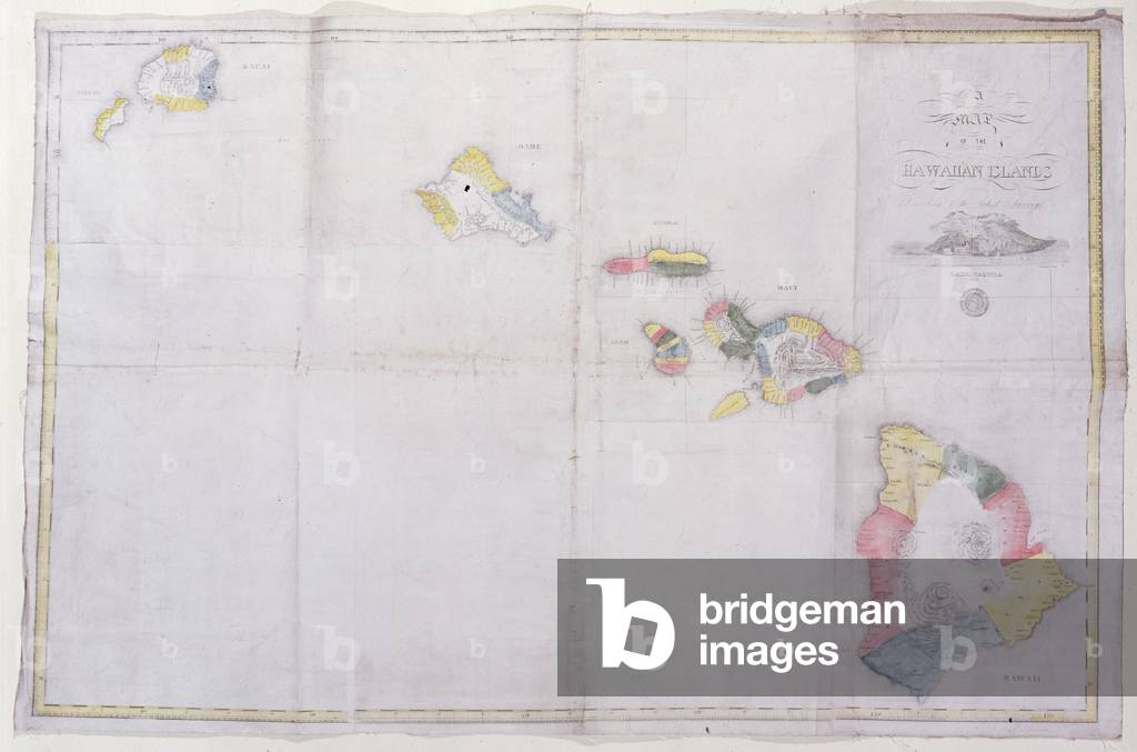 Una mappa delle isole Hawaii secondo le ultime indagini, 1838