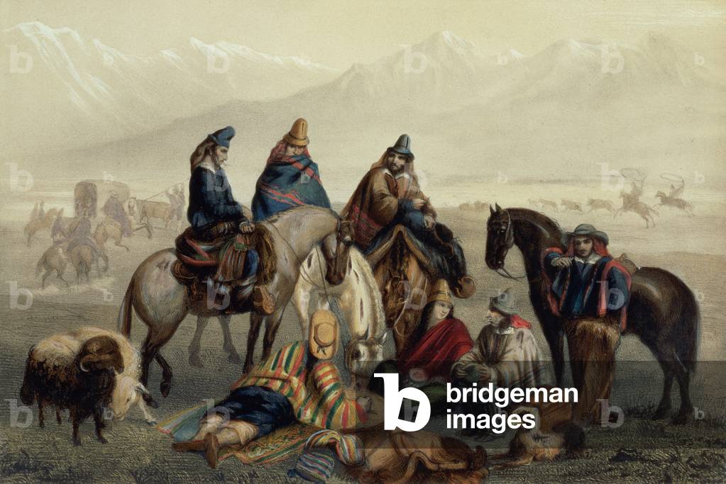 T.1554 People of the Plains, nach Skizzen von Johann Moritz Rugendas (1802-58), Tafel 8 aus Band I der „Fiskal