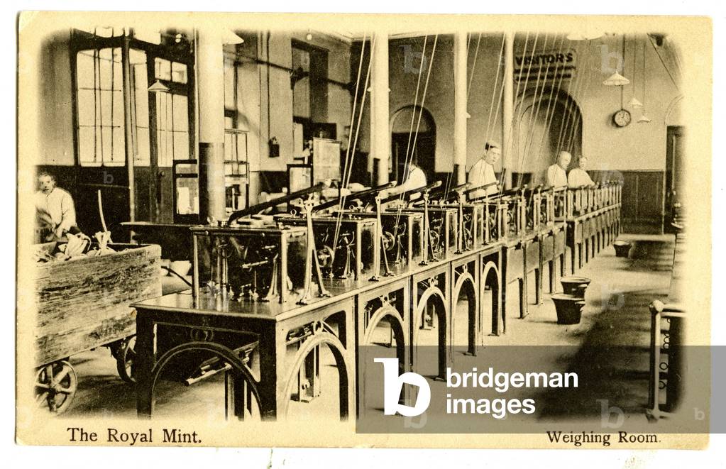 Weighing Room, The Royal Mint, c.1900-20 (litho)