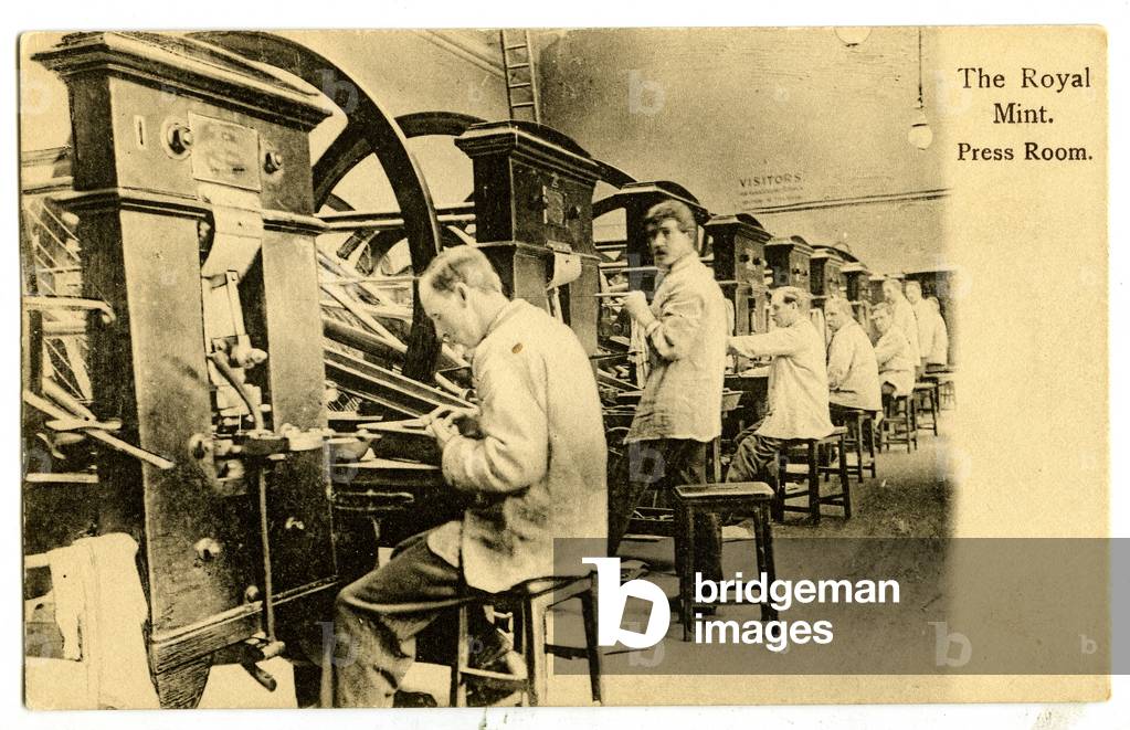 Press Room, The Royal Mint, c.1900-20 (litho)