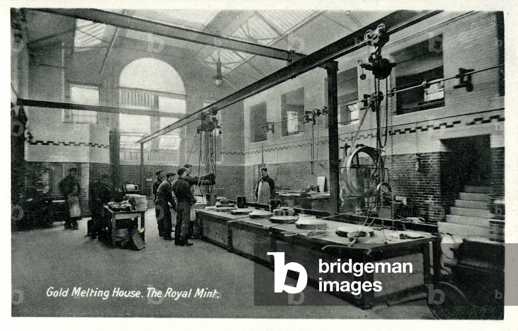 Gold Melting House, The Royal Mint, c.1900-20 (litho)