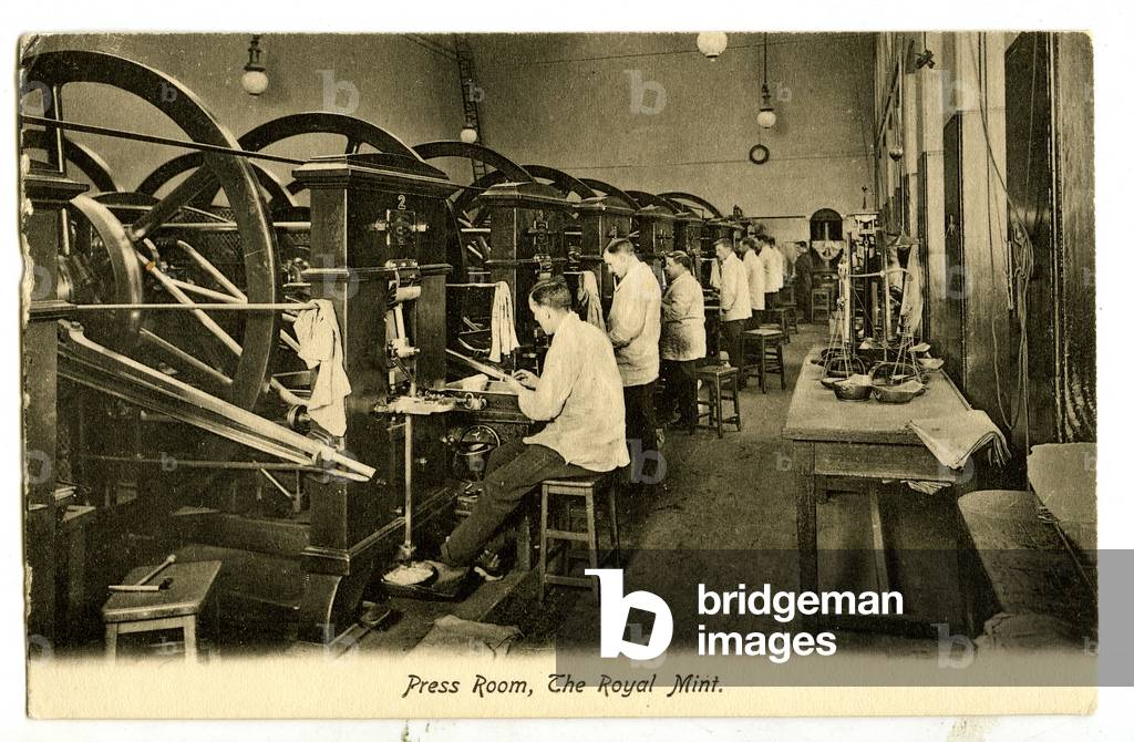Press Room, The Royal Mint, c.1900-20 (litho)