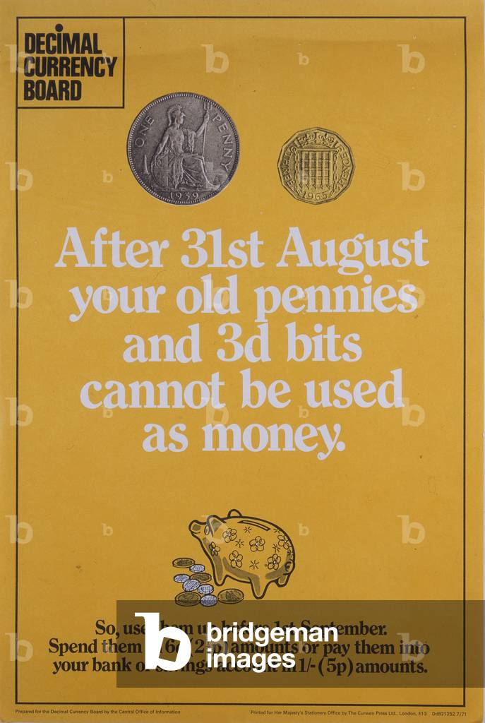 Decimalisation poster, issued by the Decimal Currency Board, c.1971 (colour litho)