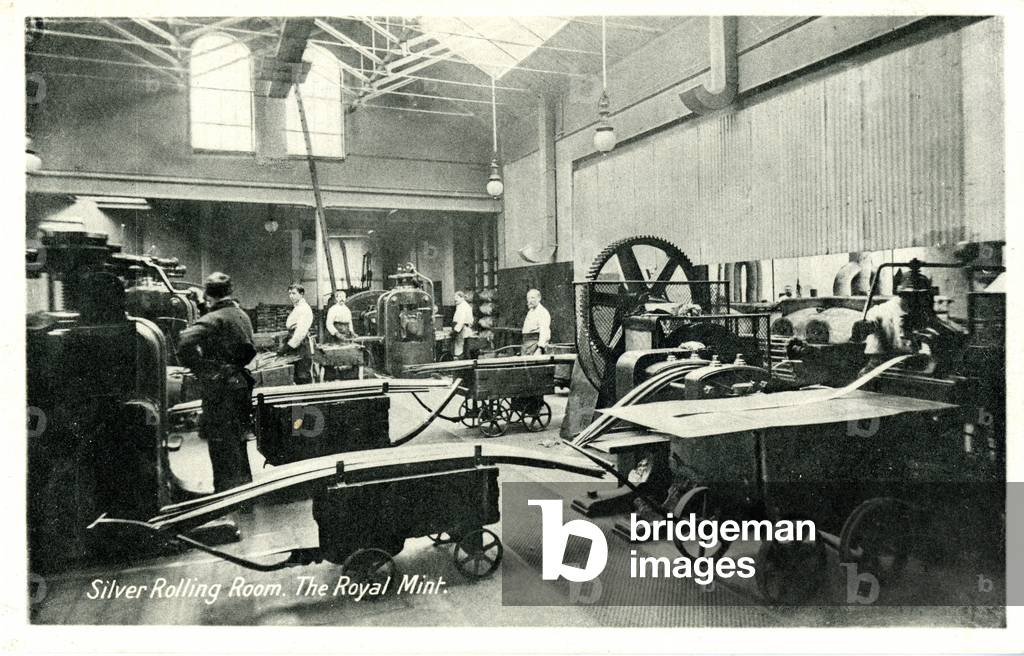 Silver Rolling Room, The Royal Mint, c.1900-20 (litho)