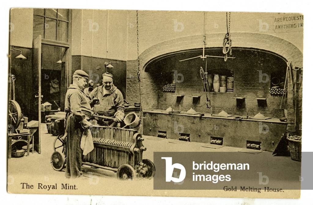 Gold Melting House, The Royal Mint, c.1900-20 (litho)